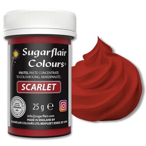 Sugarflair Lebensmittelfarbe Pasta Pastel Scarlet, Pasta Lebensmittel Farbe für Fondant und Marzipan, Spectral Concentrated Paste Colours - 25g Sugarflair Lebensmittelfarbe Pasta Pastel Scarlet, Pasta Lebensmittel Farbe für Fondant und Marzipan, Spectral Concentrated Paste Colours - 25g von Sugarflair Colours