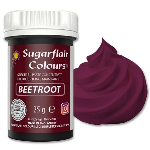 Sugarflair Spectral Beetroot Lebensmittelfarbpaste, hochkonzentrierte Lebensmittelfarbe für Buttercreme, Zuckerpaste, Royal Icing, Kuchendekorationen und mehr! Lebensmittelfarbstoff - 25g Sugarflair Spectral Beetroot Lebensmittelfarbpaste, hochkonzentrierte Lebensmittelfarbe für Buttercreme, Zuckerpaste, Royal Icing, Kuchendekorationen und mehr! Lebensmittelfarbstoff - 25g von Sugarflair Colours