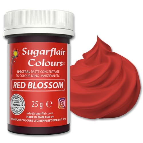 Sugarflair Spectral Red Blossom Lebensmittelfarbe Paste, hochkonzentrierte Lebensmittelfarbe für Buttercreme, Zuckerpaste, Royal Icing, Kuchenmischungen und mehr! Lebensmittelfarbstoff - 25g Sugarflair Spectral Red Blossom Lebensmittelfarbe Paste, hochkonzentrierte Lebensmittelfarbe für Buttercreme, Zuckerpaste, Royal Icing, Kuchenmischungen und mehr! Lebensmittelfarbstoff - 25g von Sugarflair Colours
