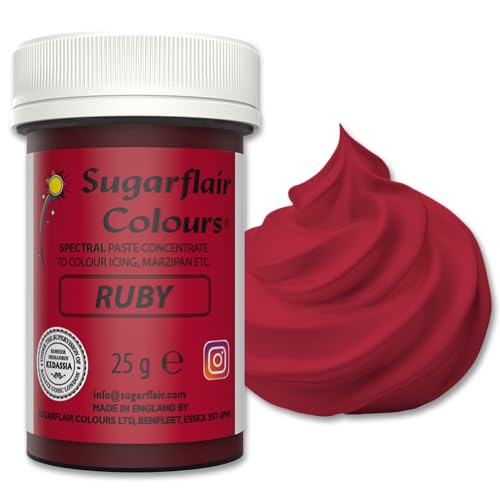 Sugarflair Spectral Ruby Lebensmittelfarbe Paste, hochkonzentrierte Lebensmittelfarbe für Buttercreme, Zuckerpaste, Royal Icing, Kuchenmischungen und mehr! Lebensmittelfarbstoff - 25g Sugarflair Spectral Ruby Lebensmittelfarbe Paste, hochkonzentrierte Lebensmittelfarbe für Buttercreme, Zuckerpaste, Royal Icing, Kuchenmischungen und mehr! Lebensmittelfarbstoff - 25g von Sugarflair Colours