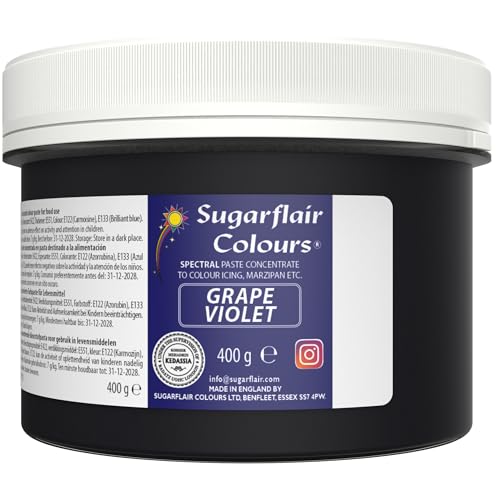 Sugarflair Lebensmittelfarbe Pasta TraubenViolet, Pasta Lebensmittel Farbe für Fondant und Marzipan, Spectral Concentrated Paste Colours - 400g von Sugarflair Colours