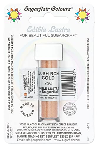 Sugarflair Lustre Dusting Colour - Blush Rose Gold - E171 Free - Food Coloring Powder, Essbarer Farbstaub, Brush On or Add Rejuvenator to Create Eye-Catching Paint Effect - 2g Sugarflair Lustre Dusting Colour - Blush Rose Gold - E171 Free - Food Coloring Powder, Essbarer Farbstaub, Brush On or Add Rejuvenator to Create Eye-Catching Paint Effect - 2g von Sugarflair Colours