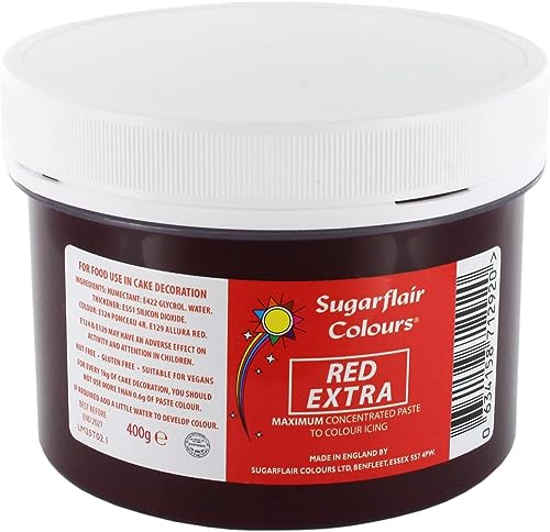 Sugarflair Max Konzentrat Paste Farbe – Rot Extra 400 g Sugarflair Max Konzentrat Paste Farbe – Rot Extra 400 g von Sugarflair Colours