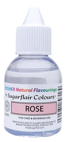 Sugarflair Natürliches Lebensmittelaroma Koscher Rose, Intensives Aromatropfen für Kuchen, Cupcakes, Frostings, Getränken, Eis - 100% Natural Flavour - 30 ml Sugarflair Natürliches Lebensmittelaroma Koscher Rose, Intensives Aromatropfen für Kuchen, Cupcakes, Frostings, Getränken, Eis - 100% Natural Flavour - 30 ml von Sugarflair Colours