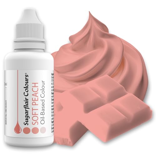 Sugarflair Oil Based Colour Lebensmittelfarbe auf Ölbasis Pfirsich - Hochkonzentrierte Lebensmittel Farbe Ölbasis für Lebensmitteln mit hohem Fettgehalt: Glasur, Buttercreme, Schokolade - 30ml von Sugarflair Colours