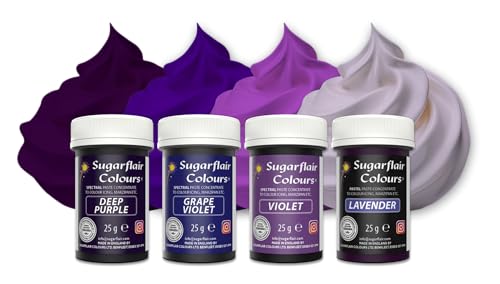 Sugarflair Pasta Lebensmittelfarben Purple Set/4, Pasta Lebensmittel Farben für Fondant, Marzipan, Zuckerpaste, Buttercreme und mehr: Violet, Lavender, Grape Violet, Deep Purple - Set/4 Sugarflair Pasta Lebensmittelfarben Purple Set/4, Pasta Lebensmittel Farben für Fondant, Marzipan, Zuckerpaste, Buttercreme und mehr: Violet, Lavender, Grape Violet, Deep Purple - Set/4 von Sugarflair Colours