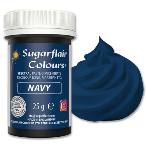 Sugarflair Spectral Navy Blue Lebensmittelfarbe Paste, hochkonzentrierte Lebensmittelfarbe für Buttercreme, Zuckerpaste, Royal Icing, Kuchenmischungen und mehr! Lebensmittelfarbstoff - 25g Sugarflair Spectral Navy Blue Lebensmittelfarbe Paste, hochkonzentrierte Lebensmittelfarbe für Buttercreme, Zuckerpaste, Royal Icing, Kuchenmischungen und mehr! Lebensmittelfarbstoff - 25g von Sugarflair Colours