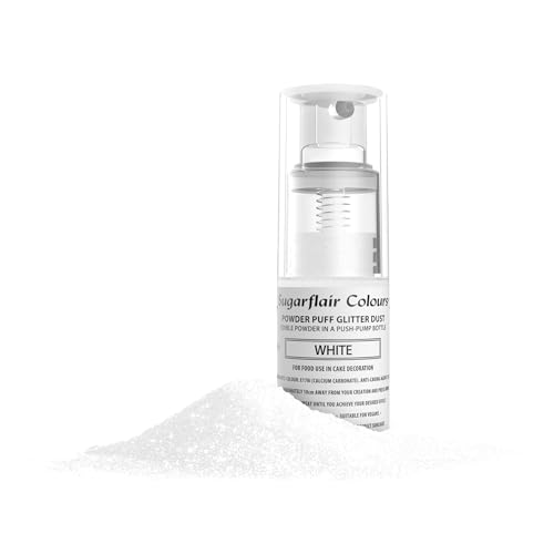 Sugarflair Pump Spray Powder Puff Dust White - Lebensmittelfarbe Kuchen Dekoration, Nicht-Aerosol Spray für Kuchen, Cupcakes und mehr - 10g Sugarflair Pump Spray Powder Puff Dust White - Lebensmittelfarbe Kuchen Dekoration, Nicht-Aerosol Spray für Kuchen, Cupcakes und mehr - 10g von Sugarflair Colours