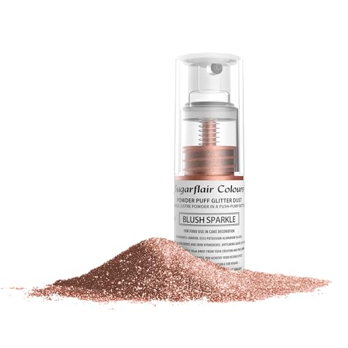 Sugarflair Pump Spray Powder Puff Glitter Dust Blush Sparkle - Lebensmittelfarbe Kuchen Dekoration, Nicht-Aerosol Spray Glitter für Kuchen, Cupcakes und mehr - 10g Sugarflair Pump Spray Powder Puff Glitter Dust Blush Sparkle - Lebensmittelfarbe Kuchen Dekoration, Nicht-Aerosol Spray Glitter für Kuchen, Cupcakes und mehr - 10g von Sugarflair Colours