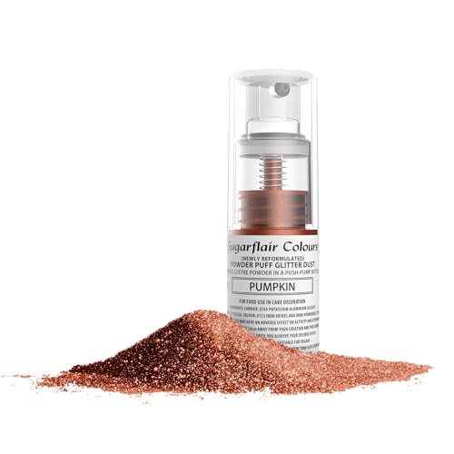 Sugarflair Pump Spray Powder Puff Glitter Dust Pumpkin - Lebensmittelfarbe Kuchen Dekoration, Nicht-Aerosol Spray Glitter für Kuchen, Cupcakes und mehr - 10g Sugarflair Pump Spray Powder Puff Glitter Dust Pumpkin - Lebensmittelfarbe Kuchen Dekoration, Nicht-Aerosol Spray Glitter für Kuchen, Cupcakes und mehr - 10g von Sugarflair Colours