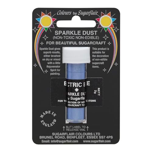 Sugarflair Sparkle Dust Electric Blue - Nicht Essbarer Glitterstaub für Kuchen Dekorationen, Cake Glitter, Non-Edible, Non-Toxic - 2g Sugarflair Sparkle Dust Electric Blue - Nicht Essbarer Glitterstaub für Kuchen Dekorationen, Cake Glitter, Non-Edible, Non-Toxic - 2g von Sugarflair Colours