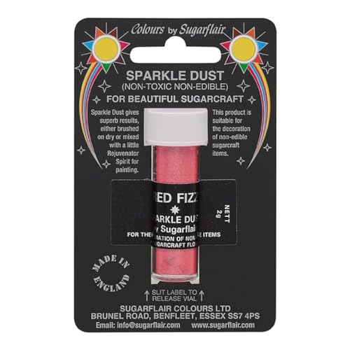 Sugarflair Sparkle Dust Red Fiz - Nicht Essbarer Glitterstaub für Kuchen Dekorationen, Cake Glitter, Non-Edible, Non-Toxic - 2g Sugarflair Sparkle Dust Red Fiz - Nicht Essbarer Glitterstaub für Kuchen Dekorationen, Cake Glitter, Non-Edible, Non-Toxic - 2g von Sugarflair Colours