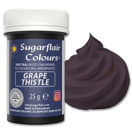 Sugarflair Spectral Grape Thistle Lebensmittelfarbpaste, hochkonzentrierte Lebensmittelfarbe für Buttercreme, Zuckerpaste, Royal Icing, Kuchendekorationen und mehr! Lebensmittelfarbstoff - 25g Sugarflair Spectral Grape Thistle Lebensmittelfarbpaste, hochkonzentrierte Lebensmittelfarbe für Buttercreme, Zuckerpaste, Royal Icing, Kuchendekorationen und mehr! Lebensmittelfarbstoff - 25g von Sugarflair Colours