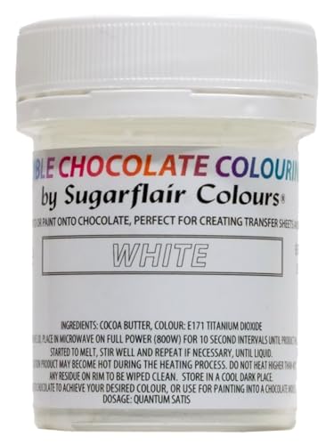 Sugarflair White Chocolate Colouring - Farbige Kakaobutter zum Färben von Schokolade oder zum direkten Malen auf Schokolade, Transferblätter oder Formen - 35g Sugarflair White Chocolate Colouring - Farbige Kakaobutter zum Färben von Schokolade oder zum direkten Malen auf Schokolade, Transferblätter oder Formen - 35g von Sugarflair Colours