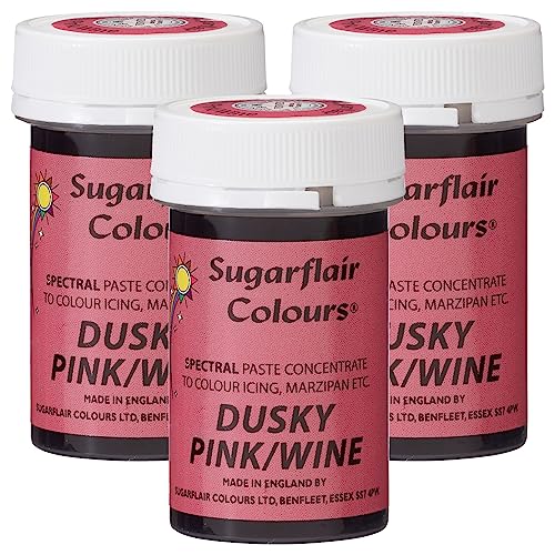 3 x Sugarflair 25g Dusky Pink Spectral Paste Gel Edible Food Colour Cake Icing von Sugarflair Colours