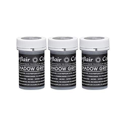 3 x Sugarflair SHADOW GREY Pastel Edible Food Colouring Paste for Cake Icing 25g von Sugarflair Colours