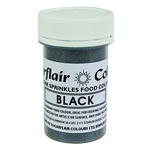 BLACK - Sugarflair Edible Sugar Sprinkles Food Colour Colouring Cake Decorating von Sugarflair Colours