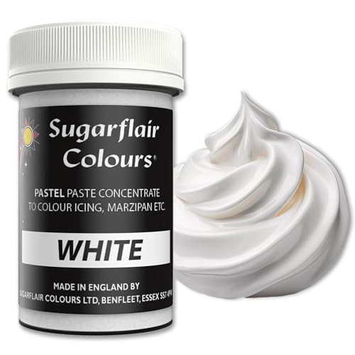Sugarflair Lebensmittelfarbe Pasta Weiß, Pasta Lebensmittel Farbe für Fondant und Marzipan, Paste Colours - 25g von Sugarflair Colours