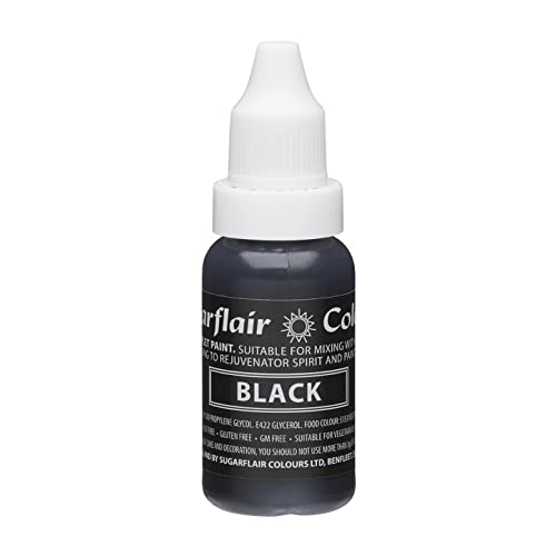 SugarFlair essbare lebensmittel Farbe konzentriert Flüssigkeitströpfchen 14ml HERALDIC BLACK von Sugarflair