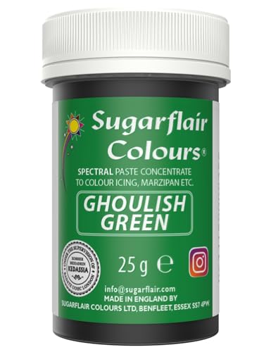 Sugarflair Lebensmittelfarbe Pasta Gruselgrün, Pasta Lebensmittel Farbe für Fondant und Marzipan, Spectral Concentrated Paste Colours - 25g von Sugarflair Colours