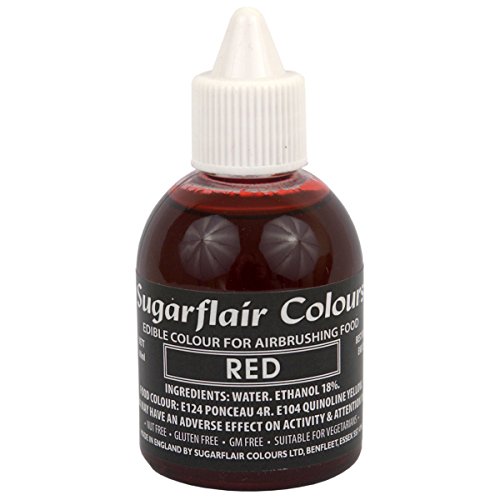 Sugarflair - AIRBRUSHING FOOD COLOUR - essbar Airbrush Flüssigkeit Färbung (Rot) von Sugarflair Colours