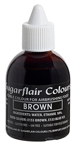 Sugarflair Airbrush Colouring Lebensmittelfarbe Brown - Essbare Lebensmittel Farbe Flüssig, Airbrush-Farbe für Kuchen, Cupcakes, Zuckerguss und Kuchendekorationen - 60ml von Sugarflair Colours
