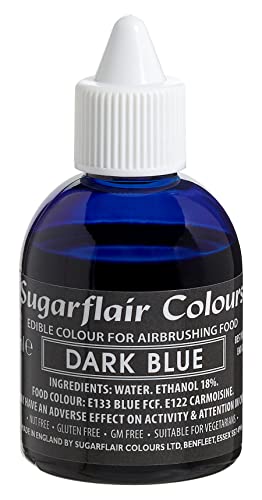 Sugarflair Airbrush Colouring Lebensmittelfarbe Dunkelblau - Essbare Lebensmittel Farbe Flüssig, Airbrush-Farbe für Kuchen, Cupcakes, Zuckerguss und Kuchendekorationen - 60ml von Sugarflair Colours