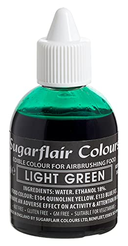 Sugarflair Airbrush Colouring Lebensmittelfarbe Light Green - Essbare Lebensmittel Farbe Flüssig, Airbrush-Farbe für Kuchen, Cupcakes, Zuckerguss und Kuchendekorationen - 60ml Sugarflair Airbrush Colouring Lebensmittelfarbe Light Green - Essbare Lebensmittel Farbe Flüssig, Airbrush-Farbe für Kuchen, Cupcakes, Zuckerguss und Kuchendekorationen - 60ml von Sugarflair Colours