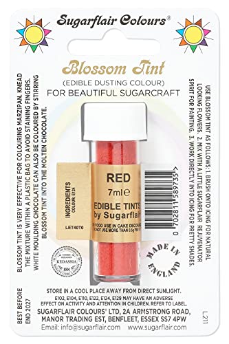 Sugarflair 'Blossom Tint' - essbare Puderfarbe - Farbe: Red, 7 ml von Sugarflair
