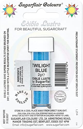 Sugarflair DÄMMERUNG BLAU Essbares Glanz Staub Puder - Kuchen Dekoration Schimmer von Sugarflair Colours