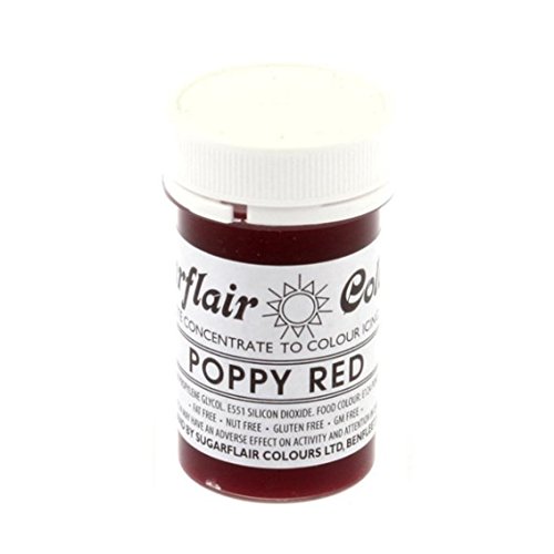 Sugarflair Essbare Fondant Paste Farbe 25g -Poppy Red Rot von Sugarflair