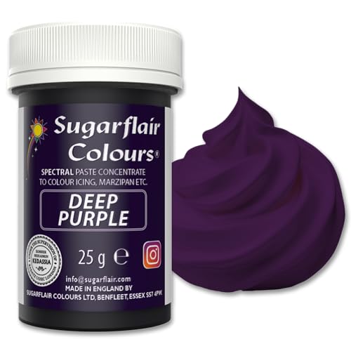 Sugarflair Spectral Deep Purple Lebensmittelfarbe Paste, hochkonzentrierte Lebensmittelfarbe für Buttercreme, Zuckerpaste, Royal Icing, Kuchenmischungen und mehr! Lebensmittelfarbstoff - 25g Sugarflair Spectral Deep Purple Lebensmittelfarbe Paste, hochkonzentrierte Lebensmittelfarbe für Buttercreme, Zuckerpaste, Royal Icing, Kuchenmischungen und mehr! Lebensmittelfarbstoff - 25g von Sugarflair Colours