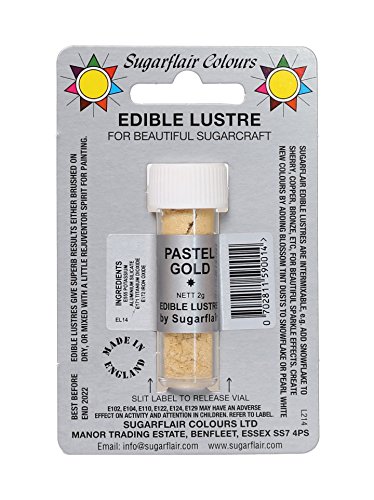 Sugarflair PASTEL GOLD Essbares Glänz Staub Puder - Kuchen Dekoration Schimmer von Sugarflair