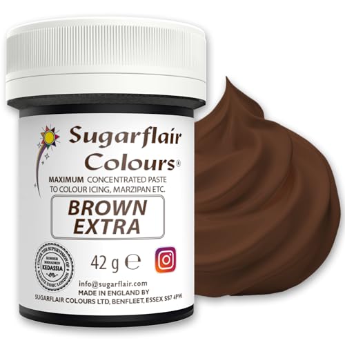 Sugarflair Lebensmittelfarbe Max Konzentriert Braun, Lebensmittel Farbstoff Hoch Konzentriert für Marzipan und Fondant, Max Concentrate Paste Colour - 42g von Sugarflair Colours