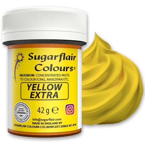 Sugarflair Lebensmittelfarbe Max Konzentriert Gelb, Lebensmittel Farbstoff Hoch Konzentriert für Marzipan und Fondant, Max Concentrate Paste Colour - 42g von Sugarflair Colours