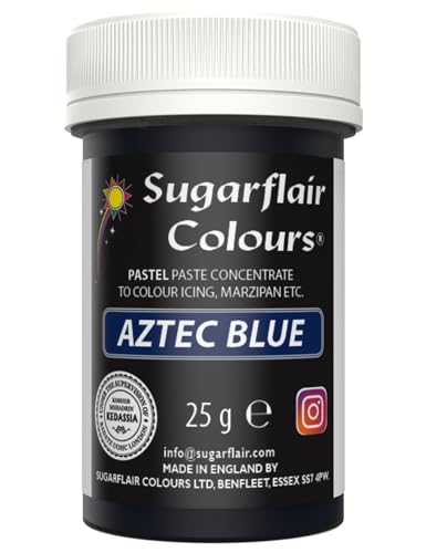 Sugarflair Lebensmittelfarbe Pasta Pastel Aztekenblau, Pasta Lebensmittel Farbe für Fondant und Marzipan, Spectral Concentrated Paste Colours - 25g von Sugarflair Colours