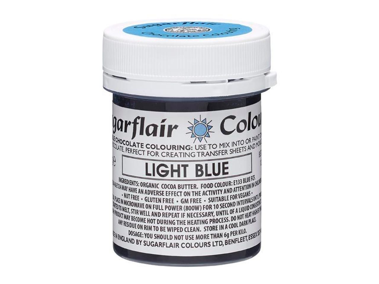 Sugarflair Schokoladenfarbe Hellblau 35g von Sugarflair