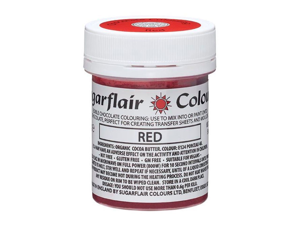 Sugarflair Schokoladenfarbe Rot 35g von Sugarflair