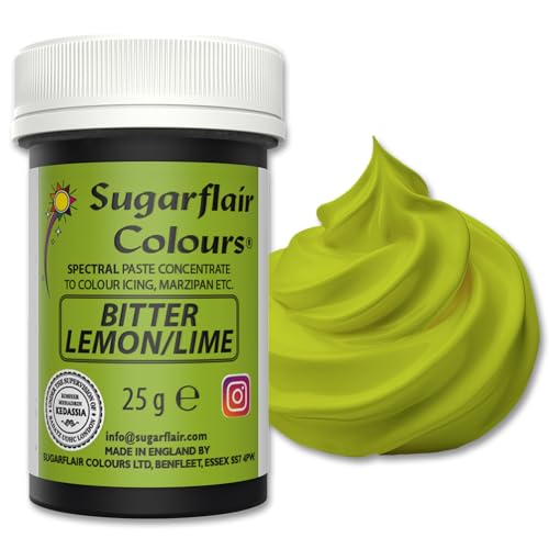 Sugarflair Spectral Bitter Lemon/Lime Lebensmittelfarbe Paste, hochkonzentrierte Lebensmittelfarbe für Buttercreme, Zuckerpaste, Royal Icing, Kuchenmischungen und mehr! Lebensmittelfarbstoff - 25g Sugarflair Spectral Bitter Lemon/Lime Lebensmittelfarbe Paste, hochkonzentrierte Lebensmittelfarbe für Buttercreme, Zuckerpaste, Royal Icing, Kuchenmischungen und mehr! Lebensmittelfarbstoff - 25g von Sugarflair Colours