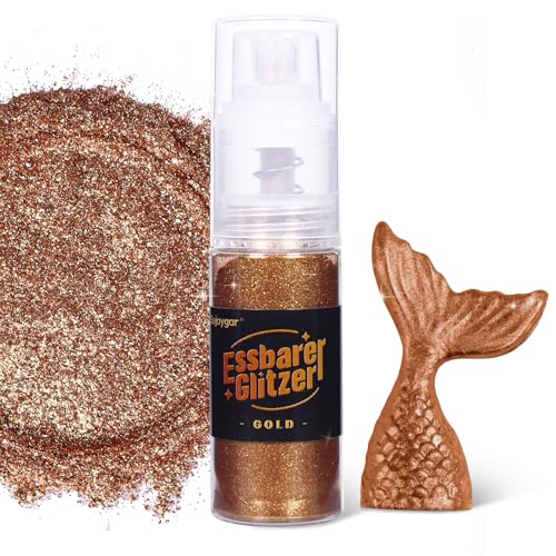 Essbarer Glitzer - 10g Gold Glitzer für Getränke Essbares Glitzerpulver, Lebensmittelfarbe Pulver Goldpulver, Metallisch Glitzerpuder Glitzerspray für Cocktails, Schokolade, Kuchen, Fondant Essbarer Glitzer - 10g Gold Glitzer für Getränke Essbares Glitzerpulver, Lebensmittelfarbe Pulver Goldpulver, Metallisch Glitzerpuder Glitzerspray für Cocktails, Schokolade, Kuchen, Fondant von Sujoygar