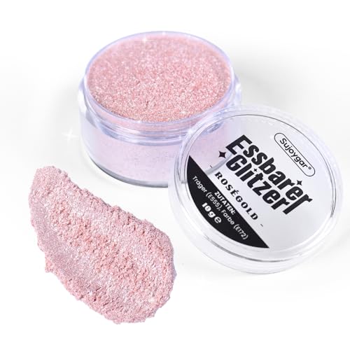 Essbarer Glitzer - 10g RoséGold Glitzer für Getränke, Essbarer Glitzer für Cocktails, Kuchendekoration, Kekse, Erdbeeren, Schokolade, 100% lebensmittelechtes Streusel Glitzerpulver Essbarer Glitzer - 10g RoséGold Glitzer für Getränke, Essbarer Glitzer für Cocktails, Kuchendekoration, Kekse, Erdbeeren, Schokolade, 100% lebensmittelechtes Streusel Glitzerpulver von Sujoygar