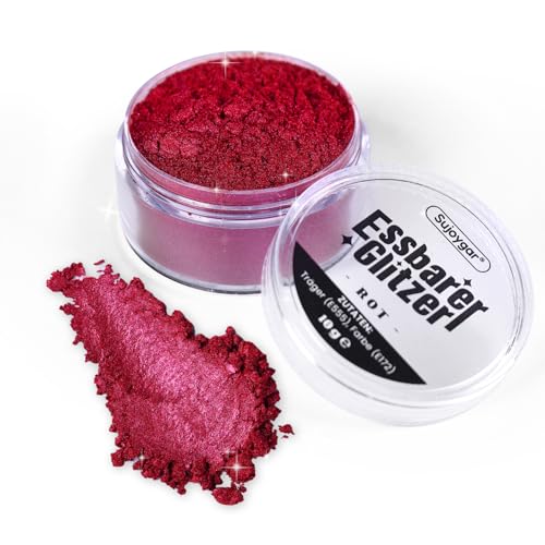 Essbarer Glitzer - 10g Rot Glitzer für Getränke, Essbarer Glitzer für Cocktails, Kuchendekoration, Kekse, Erdbeeren, Schokolade, 100% lebensmittelechtes Streusel Glitzerpulver Essbarer Glitzer - 10g Rot Glitzer für Getränke, Essbarer Glitzer für Cocktails, Kuchendekoration, Kekse, Erdbeeren, Schokolade, 100% lebensmittelechtes Streusel Glitzerpulver von Sujoygar