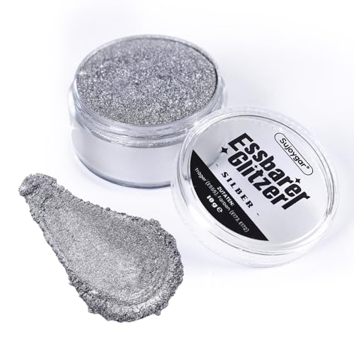 Essbarer Glitzer - 10g Silber Grau Glitzer für Getränke, Essbarer Glitzer für Cocktails, Kuchendekoration, Kekse, Erdbeeren, Schokolade, 100% lebensmittelechtes Streusel Glitzerpulver Essbarer Glitzer - 10g Silber Grau Glitzer für Getränke, Essbarer Glitzer für Cocktails, Kuchendekoration, Kekse, Erdbeeren, Schokolade, 100% lebensmittelechtes Streusel Glitzerpulver von Sujoygar