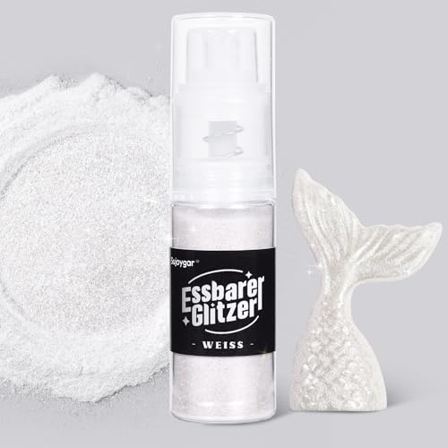 Essbarer Glitzer - 10g Weiss Glitzer für Getränke Essbares Glitzerpulver, Lebensmittelfarbe Pulver Goldpulver, Metallisch Glitzerpuder Glitzerspray für Cocktails, Schokolade, Kuchen, Fondant Essbarer Glitzer - 10g Weiss Glitzer für Getränke Essbares Glitzerpulver, Lebensmittelfarbe Pulver Goldpulver, Metallisch Glitzerpuder Glitzerspray für Cocktails, Schokolade, Kuchen, Fondant von Sujoygar