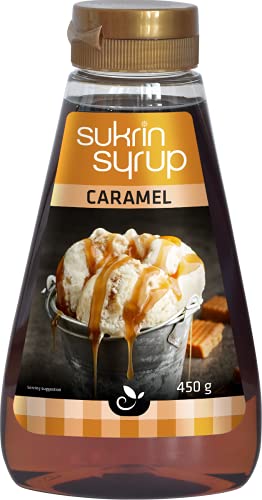 Sukrin Syrup Caramel - dickflüssiger Karamellsirup mit reduziertem Kohlenhydratanteil zum Süßen und Backen oder auf Pancakes (450g Flasche) von Sukrin