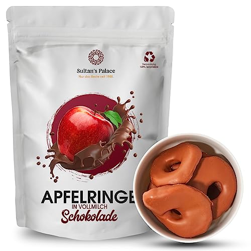 Sultan’s Palace Apfelringe in edler Vollmilch Schokolade - 1000g - Schoko Früchte - Premium Qualität - Geschenkidee - Geschenk – Zartschmelzende Schokolade von Sultan's Palace