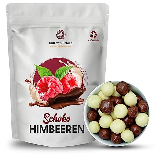 Sultan’s Palace Gefriergetrocknete Himbeeren in Schokolade – 1000 g – Fruchtig und knackig – Schokoladenfrüchte – Geschenkidee von Sultan's Palace