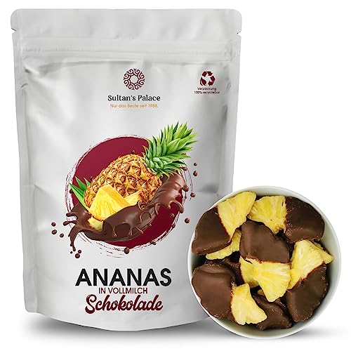 Sultan’s Palace Getrocknete Ananas in Vollmilch Schokolade – 1000 g – Zartschmelzend – Schokoladenfrüchte – Geschenkidee von Sultan's Palace