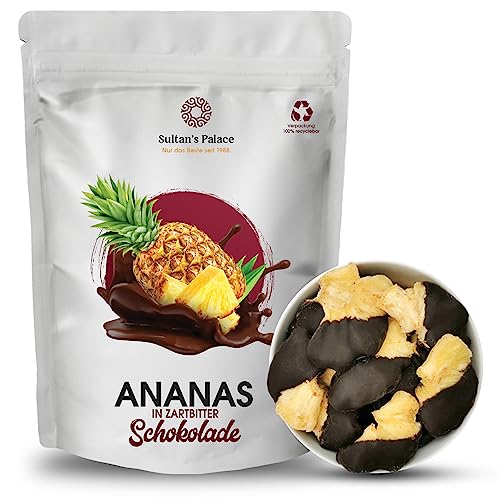 Sultan’s Palace Getrocknete Ananas in Zartbitter Schokolade – 1000 g – Feinherbe Bitterschokolade – Schokoladenfrüchte – Geschenkidee von Sultan's Palace