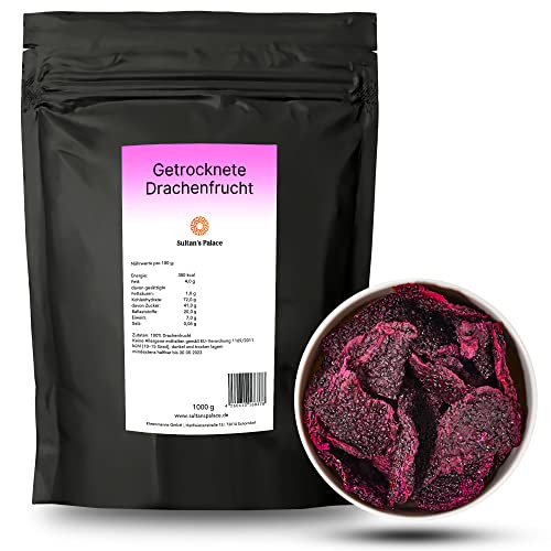 Sultan’s Palace Getrocknete Drachenfrucht –1000g– Pitahaya in Bester Premium Qualität–Superfoods und Trockenfrüchte ohne Schwefel für Smoothies und Müslis –Ohne Zucker–Dragon Snacks(Vegan, Glutenfrei) von Sultan's Palace